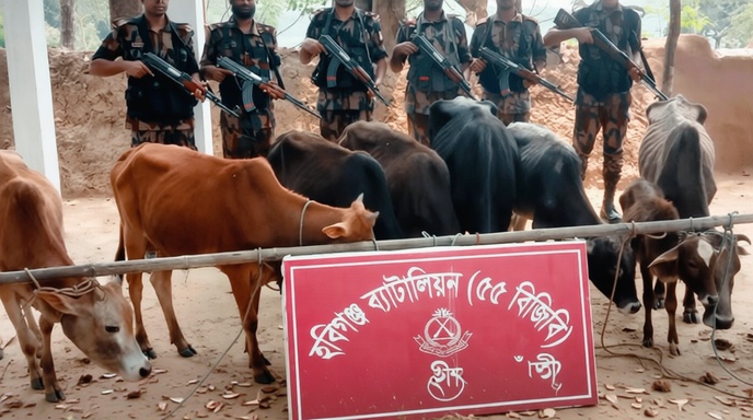 বিজিবি'র উদ্ধারকৃত মাদক ও গরু