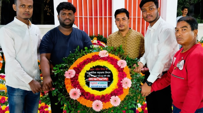বাগেরহাট শহীদ মিনারে বসুন্ধরা শুভসংঘের শ্রদ্ধাঞ্জলি