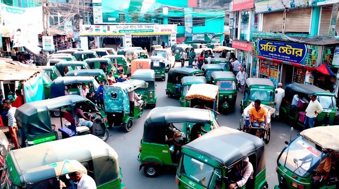 বিশ্বনাথ বাজারের তীব্র যানজটের দৃশ্য
