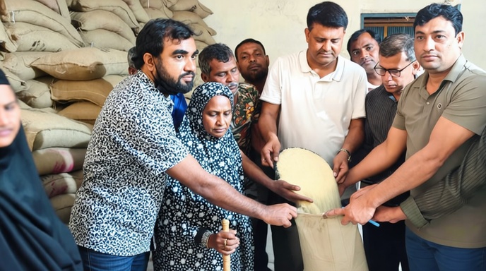 বগুড়ায় অসহায়দের মাঝে ভিজিএফ চাল বিতরণ