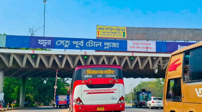 এলেঙ্গা-যমুনা সেতু মহাসড়কে নির্মাণকাজের দৃশ্য