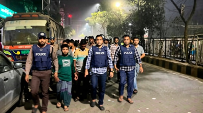 পুলিশের অভিযানে আটককৃত সন্দেহভাজনরা