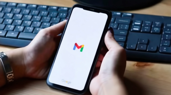 একটি স্মার্টফোনে জি-মেইল নিরাপত্তা সেটিংস এবং একটি লক আইকন দেখা যাচ্ছে, যা ডেটা সুরক্ষা নির্দেশ করে।