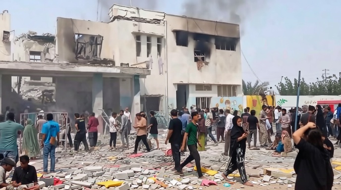 ইরানের স্কুলে হামলার পর শোকাবহ দৃশ্য