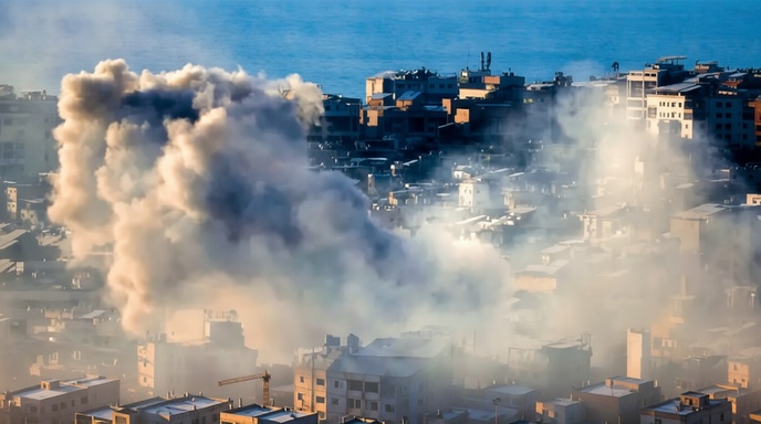 লেবাননে বিমান হামলার পর ধোঁয়ার কুণ্ডলী