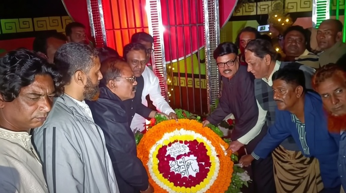 মেহেরপুর শহীদ মিনারে ভাষাশহীদদের প্রতি শ্রদ্ধা নিবেদন