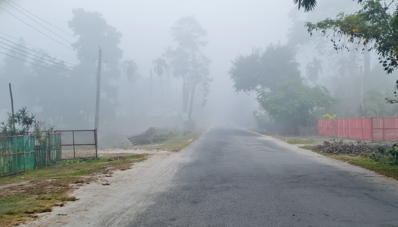তেঁতুলিয়ার তীব্র শৈত্যপ্রবাহের চিত্র, কনকনে ঠান্ডায় মানুষের ভোগান্তি।
